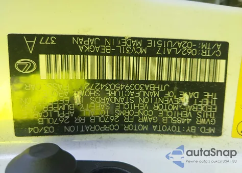 2004 Lexus Es 330 from USA, damaged, VIN JTHBA30G945034272